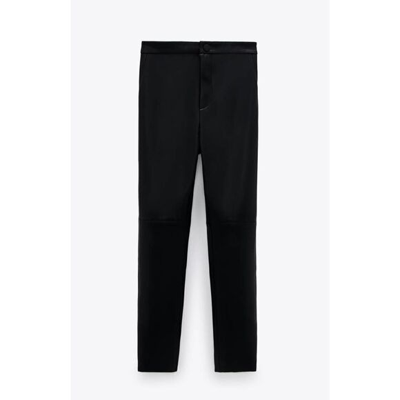 Zara Black Faux Leather Leggings SMALL NEW - Picture 4 of 8